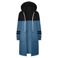 thumbnail image 1 of Timegard Womens Sweatshirts Drawstring Zip up Hoodies Color Block Fall Winter Long Jackets with Pockets, 1 of 3