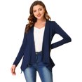 thumbnail image 1 of INSPIRE CHIC Cardigan Ouvert à Manches Longues à Imprimé Léopard pour Femme Bleu Foncé S, 1 of 1