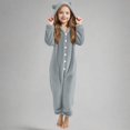 thumbnail image 2 of Pyjama d'Hiver pour Filles Combinaison à Capuche à Manches Longues pour Filles Pyjama Uni pour Chaleur Hivernale Décontractée Combinaison à Manches Longues, 2 of 6