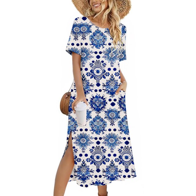 Ovzne Robes Grande Taille pour Femmes aux Formes Robe pour Femme Robe Unie Ample Décontractée Mode Robe à Manches Longues Robe à Col à Manches Longues pour Femmes Robe Maxi Grande Taille à Manches Longues Pr