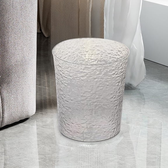 Vertical Striped Household Waste Garbage Can - Transparent Large Rubbish Bin for Office Kitchen, 8x7.6 in