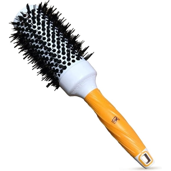 GK HAIR Round Hair Brush for Blow Drying 1.7inch/43mm Boar Bristle Styling Round Brush | Ceramic-Coated Large Barrel Comfortable Grip for Straightening, Curling and Volumizing Unisex