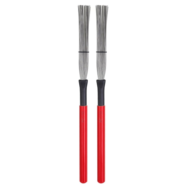 ZLight 2 Pieces Drum Brush Practicing Prop High-carbon Steel Firm Structure Cajon Stick Professional Instrument Supplies Sticks Red 1Set