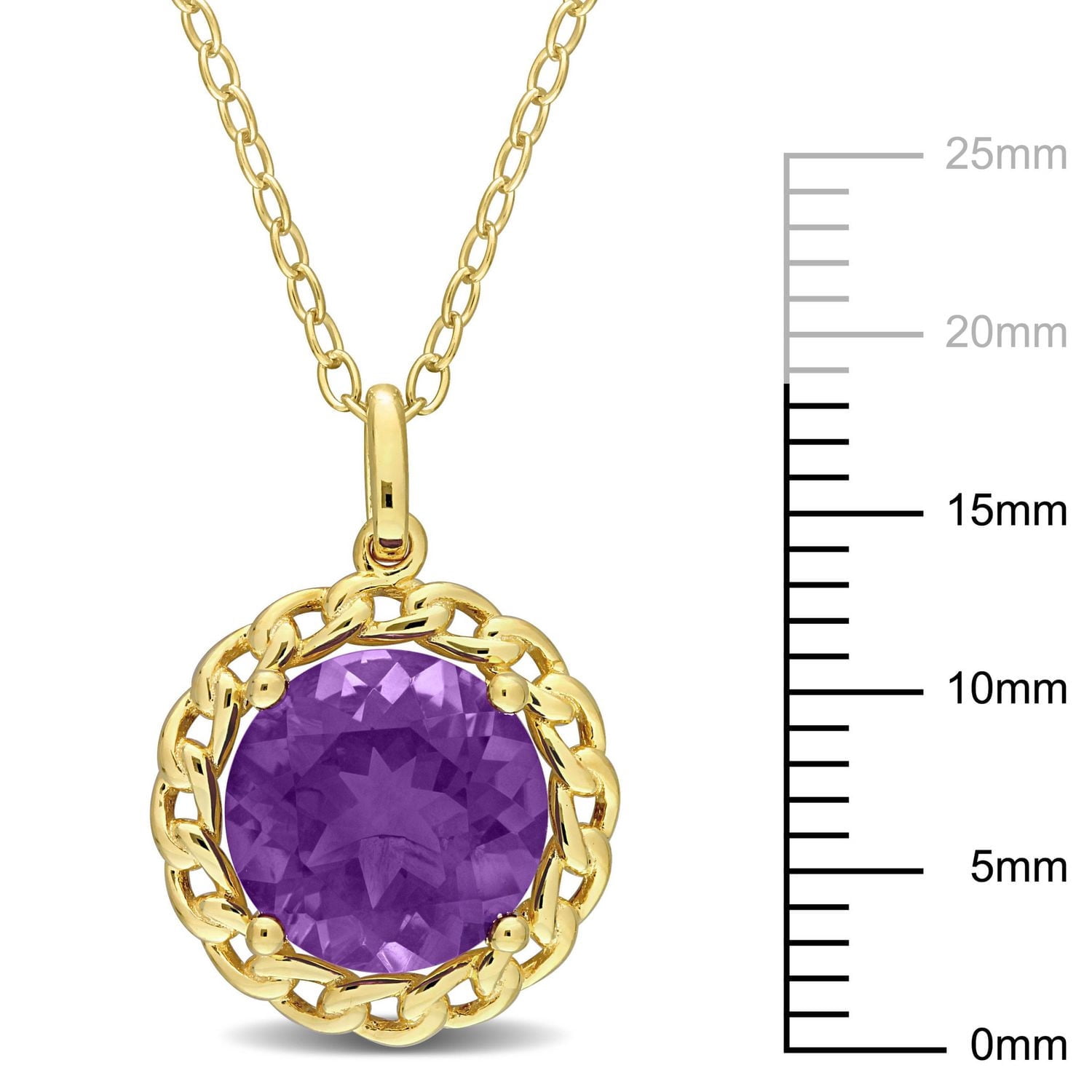 Miabella 2-1/4 Carat T.G.W. Amethyst Yellow Rhodium Plated Sterling Silver Halo Braided Link Necklace
