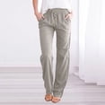 thumbnail image 5 of Plus Size Solid Straight Leg Pants for Women High Waist Comfortable Elastic Drawstring Casual Trousers, 5 of 5