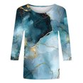 thumbnail image 4 of UPPADA Blouses pour Femmes Grande Taille à Manches 3/4, T-Shirts à Imprimé Floral Teintable, Chemises Décontractées Tendance à Col Rond, Chandails Confortables à Enfiler, Hauts Blouses Mignons d'Été, Chemises à Manches 3/4 pour Femmes, Économie, 4 of 5