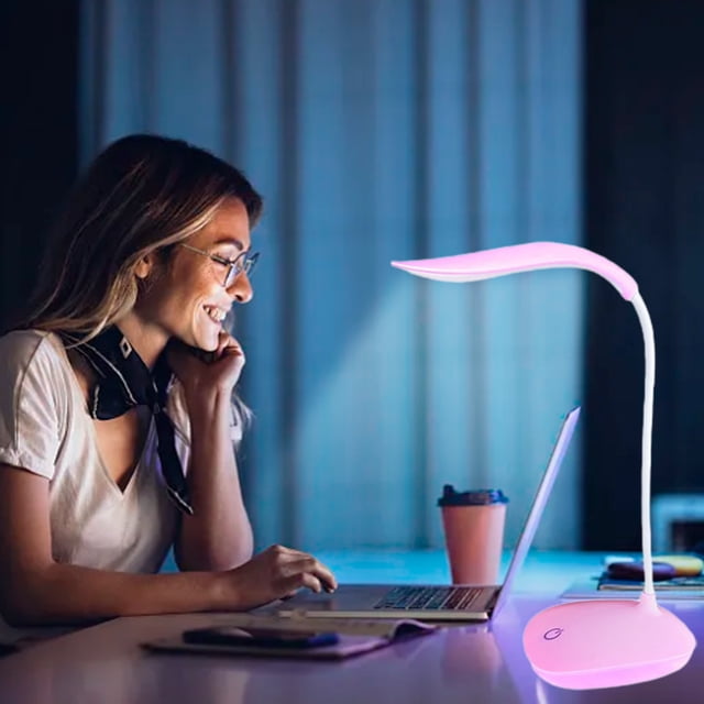 Lampe de Bureau, Lampe de Lecture, Lampe d'Étude Rechargeable par USB avec Luminosité et Bras Réglables, 3 Réglages d'Éclairage, 1 Unité