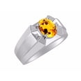 thumbnail image 3 of RYLOS Men's Rings Sterling Silver Rings Classic Designer  9X7MM Oval Gemstone &  Diamond Ring Citrine November Birthstone Ring Size 13, 3 of 7