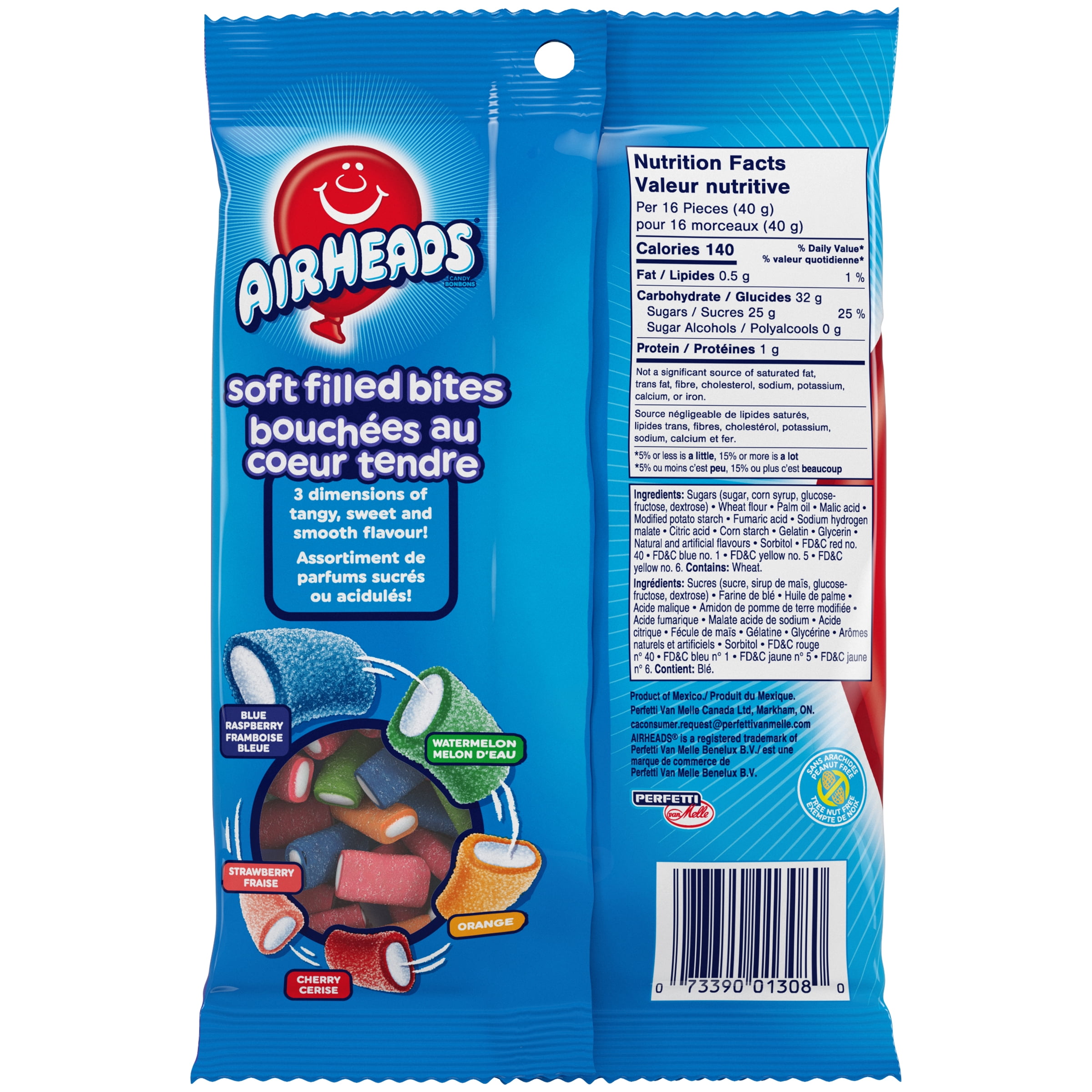 Airheads Bouchées fourrées, Bonbons aux fruits originaux, Sac de 200g