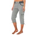 thumbnail image 2 of Diufon Women's Cotton Cargo Pants Pockets Color Block 3/4 Sweatpants Elastic Waist Drawstring Lounge Pants, 2 of 6