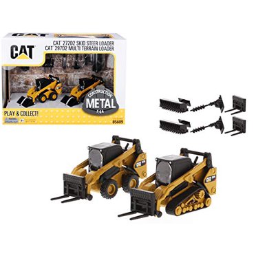 Ensemble de 2 Pcs Chargeuse à Chenilles CAT Chenille 272D2 et Chargeuse sur Chenilles Multi-Terrain CAT Chenille 297D2 avec Accessoires 1/64 Modèles Diecast par Diecast Masters 85609