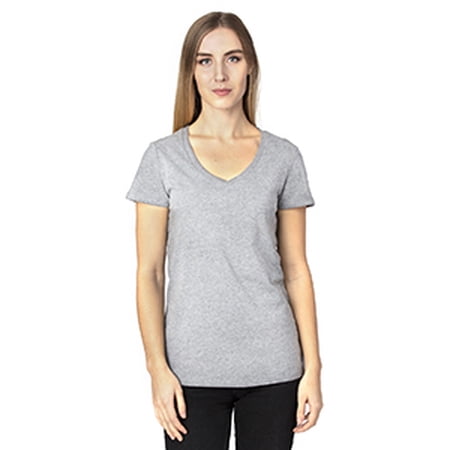 Ladies' Ultimate Short-Sleeve V-Neck T-Shirt - HEATHER GREY - 2XL