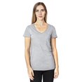 thumbnail image 1 of T-Shirt à Manches Courtes Col en V pour Femmes - Gris Chiné - L, 1 of 3