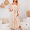 thumbnail image 2 of RKSTN Robe Maxi à Manches Longues pour Femmes, Encolure Carrée, Décontractée, Boutonnée, Bohème, Imprimé Floral, Automne, Longues Robes, 2 of 5