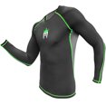 thumbnail image 1 of Meister Rush Premium Long-Sleeve Rash Guard for MMA, BJJ & Diving - Black/Neon Green, 1 of 4