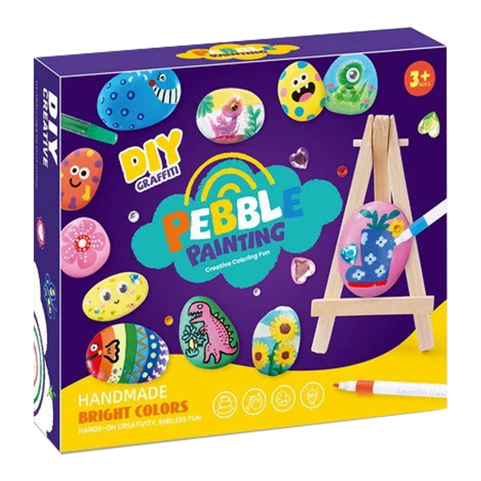 Kjfeif Kit de Peinture sur Roche pour Enfants de 6 à 12 Ans, Ensemble Complet d'Arts et de Bricolage avec Peintures et Pierres Lisses, Jouet d'Art Créatif pour Garçons et Filles, Cadeau
