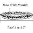 thumbnail image 2 of Angelstones Bracelet Extensible à Perles de 10 mm en Hématite Blanche Naturelle, Véritable Semi-Précieuse, Guérison, 7 Pouces Unisexe, 2 of 3
