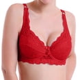 thumbnail image 2 of Sentmoon Wireless Bras for Women Plus Size Lace Bras for Women Push Up Wide Strap Thin Style Breathable Solid Color Support Bras Stylish for Daily Wear Red 85C, 2 of 5
