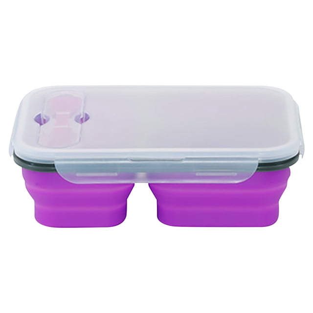 DPTALR Lunch Box With Spoon Silicone Folding Microwave Oven Portable Lunch Box Refrigerator Storage Box Fresh Keeping Box