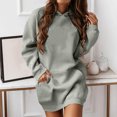 thumbnail image 1 of BADHUB Liquidation de Chandails à Capuchon pour Femmes Robe à Capuchon Surdimensionnée à Manches Longues avec Cordon, Robe Chandail à Capuchon de Couleur Unie Tunique Décontractée Ample avec Poches Offres des Fêtes, 1 of 5