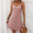 thumbnail image 4 of Liquidation d'Été 2025! Robe pour Femme Grande Taille, Liquidation de Robes d'Été pour Femmes, Robe d'Été Sans Manches à Col Rond Unie Décontractée et Tendance pour Femme, 4 of 5