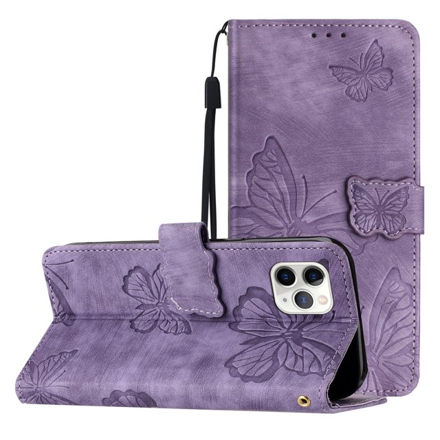 Compatible with iPhone 11 Pro Embossed Butterfly Case with Wallet and Kickstand Cover