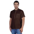 thumbnail image 1 of Atasi Short Kurta Mandarin Collar Tee Solid Short Sleeve Henley Shirt With Pocket, 1 of 7