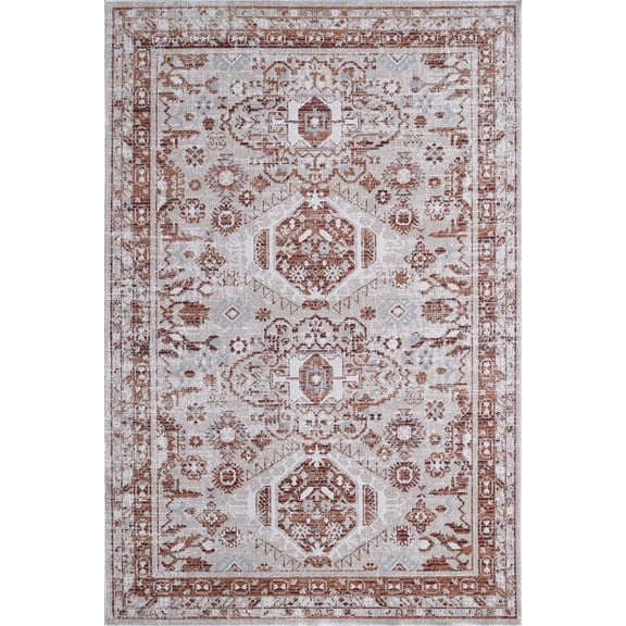 Rug Ease Abril Mink and Terracotta Area Rug