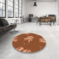 thumbnail image 4 of Ahgly Company Tapis Rond Lavable en Machine Intérieur Transitionnel Rouge Tomate, 3 Pieds Rond, 4 of 7