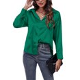 thumbnail image 3 of Innerwin Tops Lapel Neck Women Shirts Work Button Down Single Breasted Blouse Green 2XL, 3 of 7