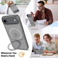 thumbnail image 2 of Asuwish Phone Case for iPhone 17 Air 6.5 inch Tempered Glass Screen Protector Magnetic Folding Stand Frosted Translucent Rugged Shockproof Protective Cell Cover i Phone17 i17 17Air Women Men Grey, 2 of 6