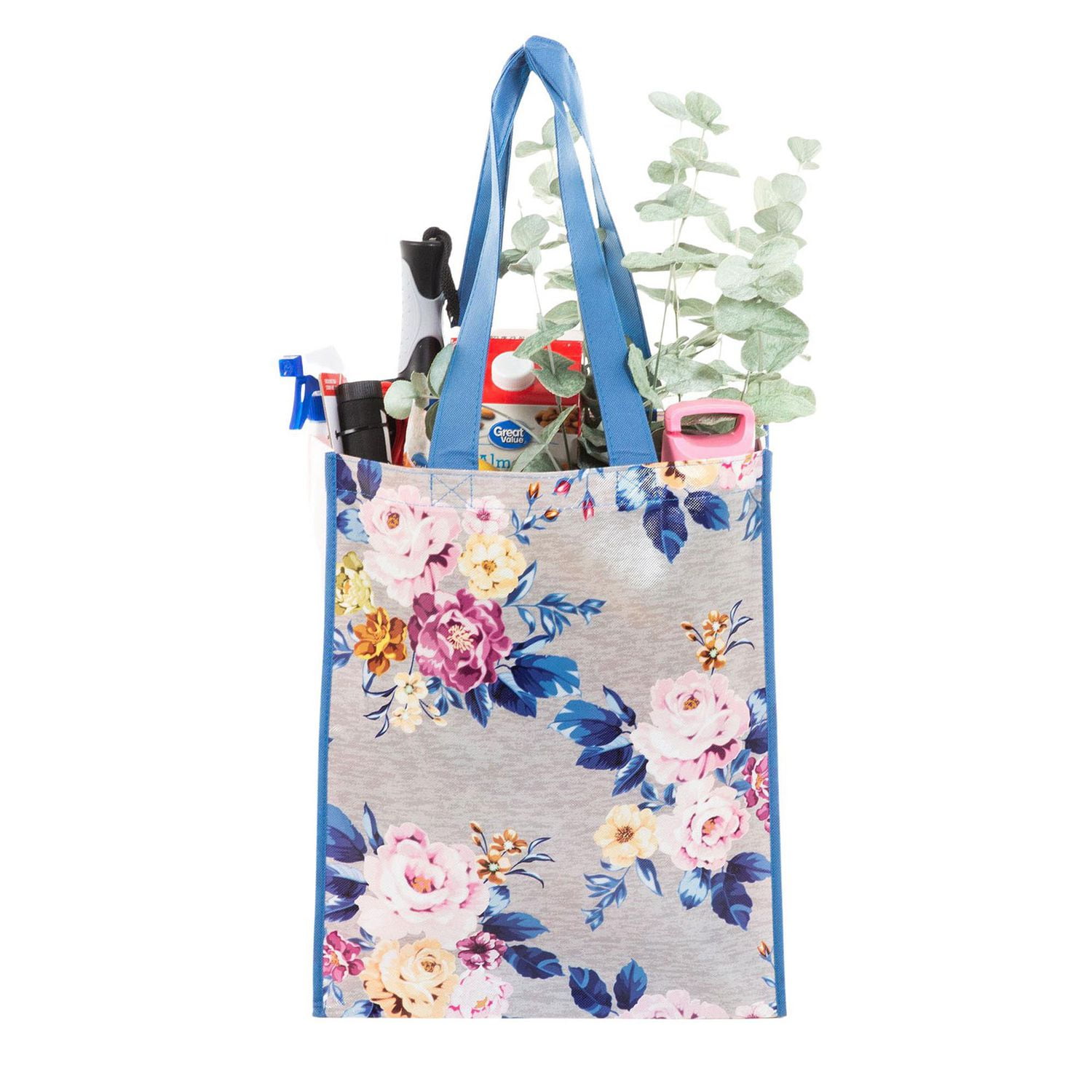 Walmart Reusable Shopping Bag, Grocery Tote Bag with Floral Print, Multi-Colour