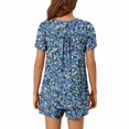 thumbnail image 5 of Offre à Durée Limitée Iumwxz Ensembles Confortables à Boutons Plissés avec Poches Vêtements pour Femmes Imprimé Floral Col Rond Manches Courtes Shorts à Taille Élastique Ensembles 2 Pcs pour Dames Usage Quotidien Décontracté, 5 of 5