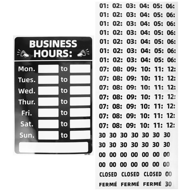 Miangastore 1 Set Business Hours Sign Hours of Operation Sign Store Hours Sign Sticker