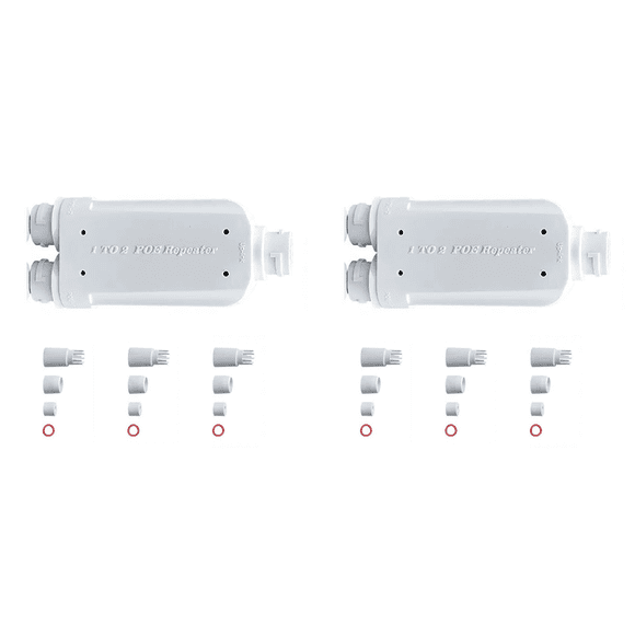 2X 48V POE Repeater 1 to 2 PoE Extender IP66 Waterproof 10/100Mbps 500m Extension for POE Switch Camera,2 x POE Repeater Kit,White