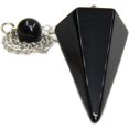 thumbnail image 1 of Angelstones Natural Gemstone Crystal Black Agate Hexagonal Pointed Reiki Chakra Pendant Pendulum, 1 of 2