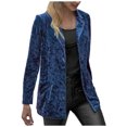 thumbnail image 2 of IROINID Veste Courte Confortable pour Femmes, Blazer à Col Cranté, Couleur Unie, Manches Longues, Bleu, 2 of 6