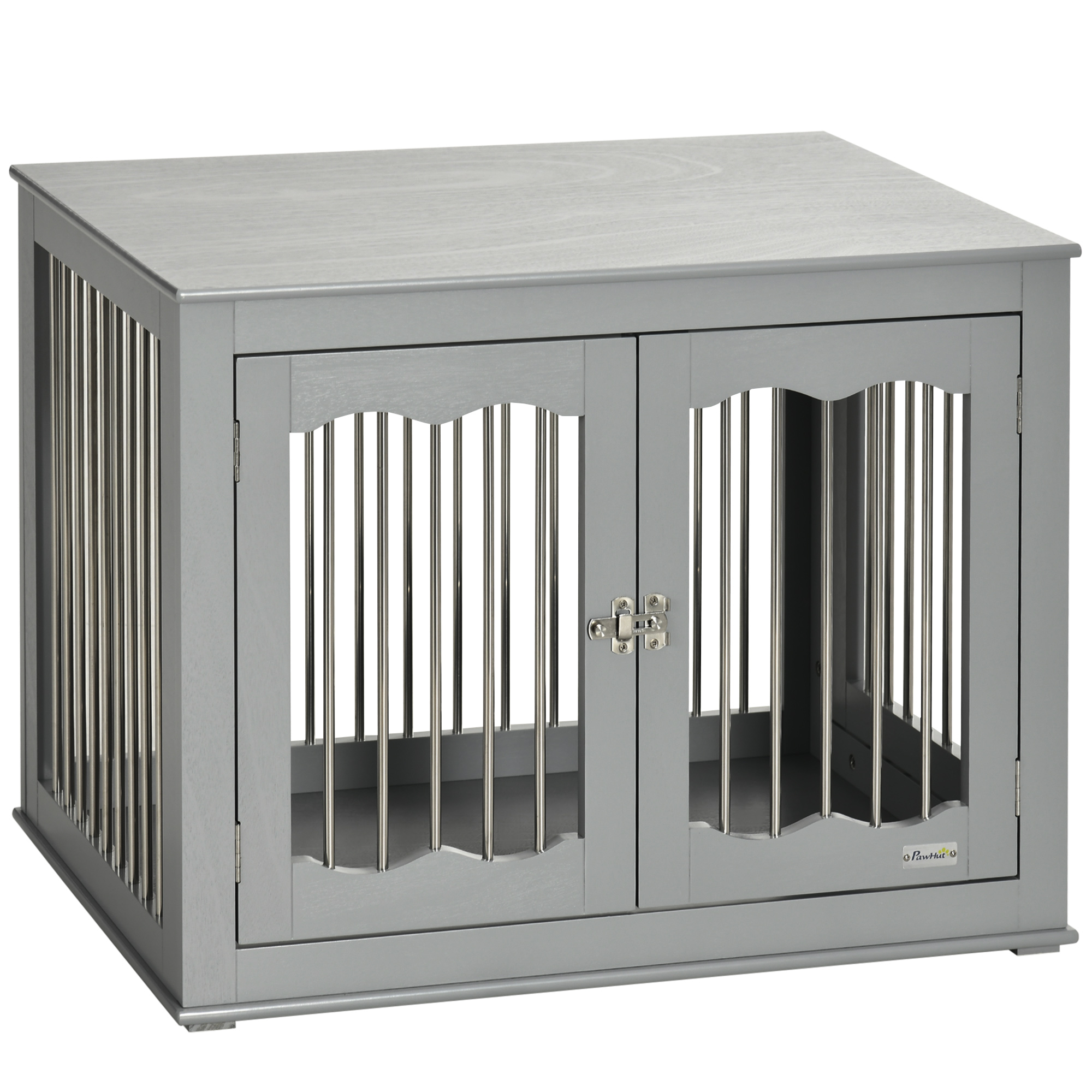 PawHut Dog Crate Furniture, Dog Kennel Side End Table, Grey