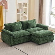 IPKIG Sectional Sofa Comfy Cloud Couch for Living Room with Pillows, Modern Chenille Sofa Sleeper Deep Couches with Two Ottoman (Green, 3-Seat)