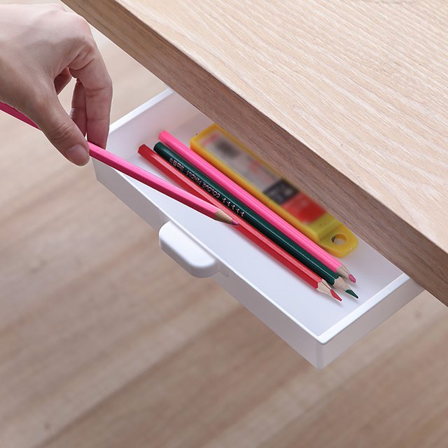 Under Desk Storage Drawer Organizer for Stationery Pens Rulers Compasses Paper and Accessories with Hidden Design