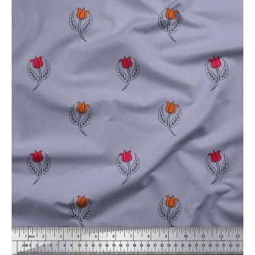 Soimoi Rayon Fabric Leaves & Floral Block Print Fabric by The Yard 42 Inch Wide