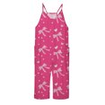 thumbnail image 4 of Girls Overall Bow Print Summer Rompers for Girls Spaghetti Strap Overalls with Side Pockets Preppy Clothes 4-5 Y, 4 of 5
