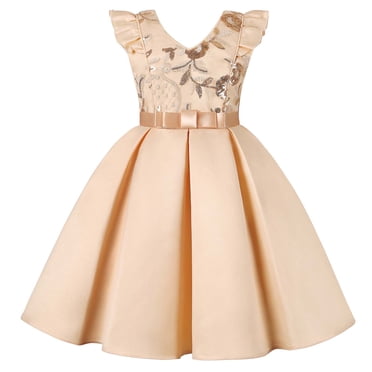 hoksml Summer Dresses, Girls Dresses, Children's Sequin Dress Skirt Flying Sleeve Girl Dress Festival Party Princess Dress Clearance