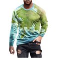 thumbnail image 2 of TIMIFIS T-Shirt pour Homme Classique Incontournable Chemises pour Hommes Hauts Décontractés Col Rond Chandail à Enfiler Manches Longues T-Shirt Hauts Été Vêtements Confortables Chemise à Imprimé Graphique Vintage-Greenfall, 2 of 5