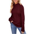 thumbnail image 2 of Dvkptbk Chandails pour Femmes Col Roulé Récréatif Pull Tricoté Manches Longues Hauts Vêtements en Solde, 2 of 3