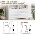 thumbnail image 3 of YUSAZENS Chests of Drawers, 55" Wide Dresser with 2 Open Storage, Closet Organizer TV Stand,Wooden 6 Drawer Dresser for Bedroom with Led Light and Charging Station,for Bedroom, Living Room, White, 3 of 8