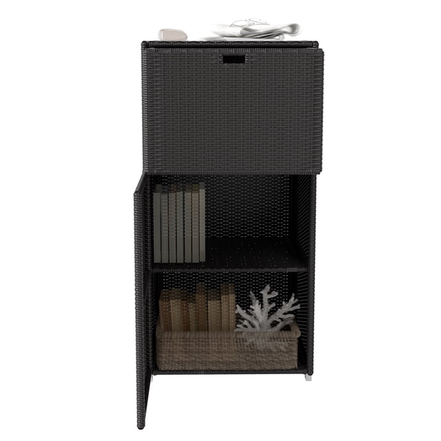 Outsunny Outdoor Towel Rack for Pool w/ Two Storage Space Towel Rack, Dark Brown