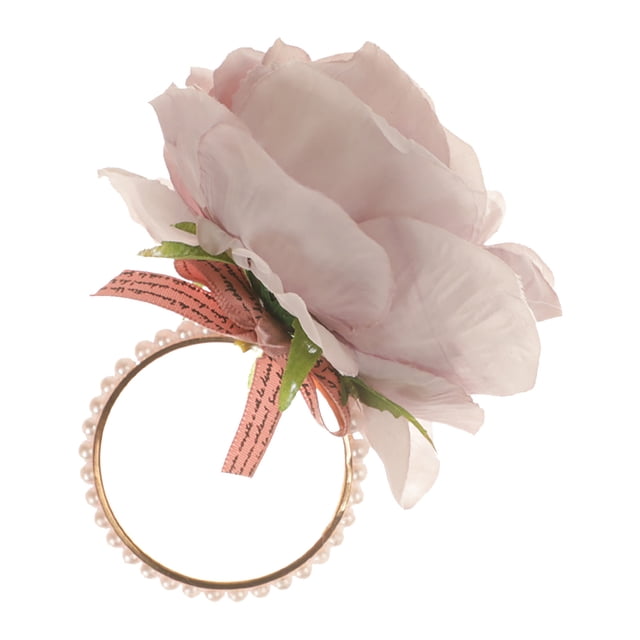 LSLJS Artificial Rose Flower Napkin Rings Artificial Flower Napkin Holders Serviette Buckles for Anniversary,Wedding, Thanksgiving, Table Decor