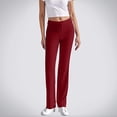 thumbnail image 3 of Lenpel Women's Flare Yoga Pants Drawstring Medium Rise Side Striped Bell Bottom Casual Pants Bootcut Workout Pants(Red,Large), 3 of 6