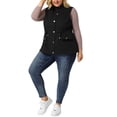 thumbnail image 2 of GRACE & GRANDEUR Women's Plus Size Cargo Pocket Drawstring Waist Vest Jacket, 2 of 6